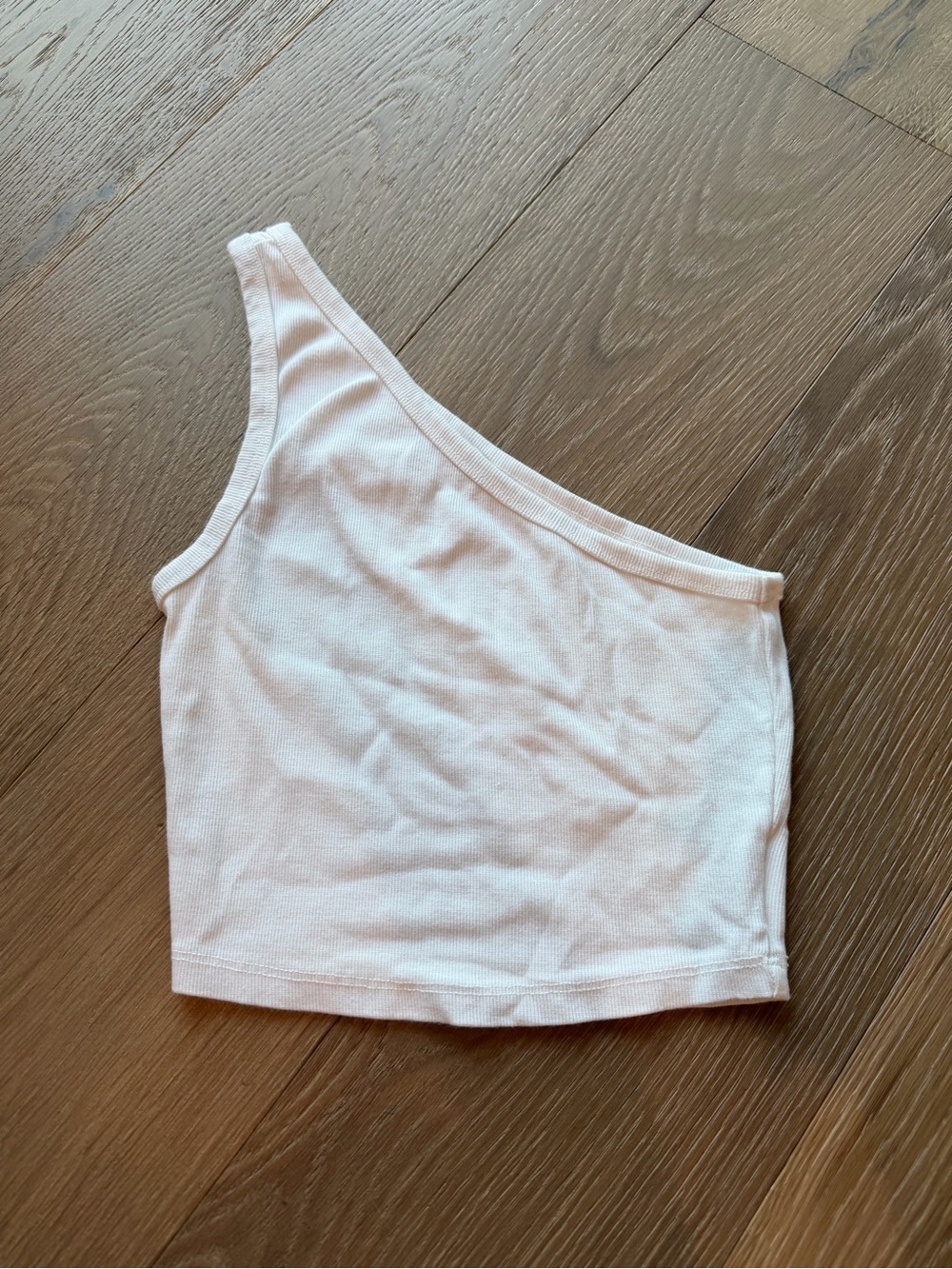 Z Supply One-Shoulder White Ribbed Crop Top